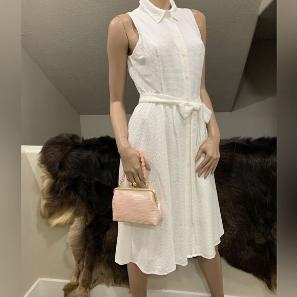 Handmade Genuine Embossed Leather Cute Kisslock Wristlet/Crossbody & 2 Chains - Picture 7 of 15